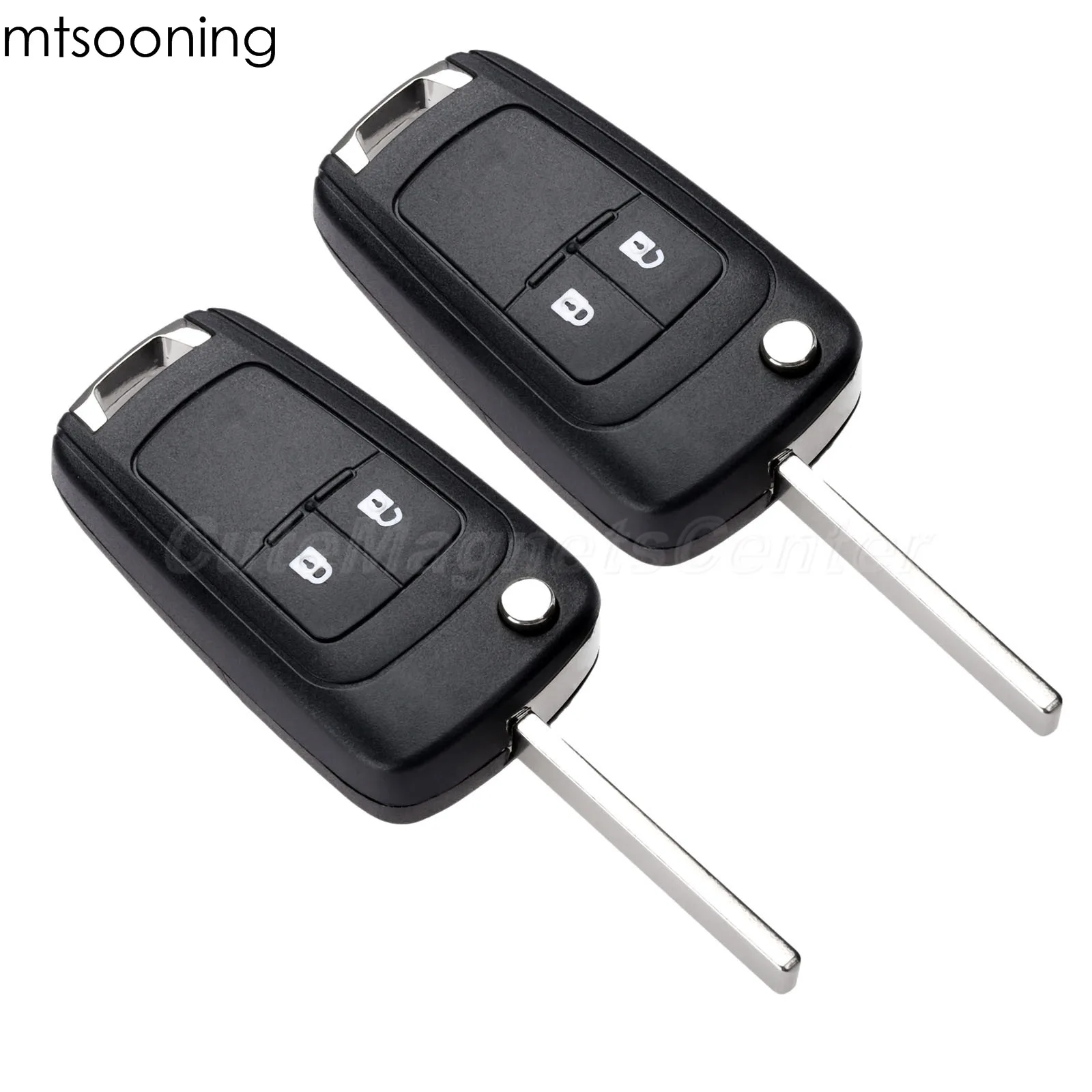 

mtsooning 2pcs 2 Buttons 433MHz Remote Control Key Fob ID46 Chip HU100 Blade for Aveo Cruze Orlando 2008 - Present