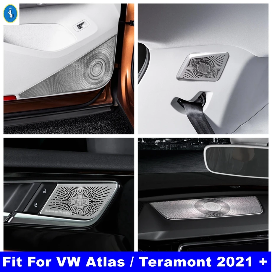 

Door Handle Bowl / Trunk Stereo Audio Speaker Sound Panel Cover Trim Fit For VW Volkswagen Atlas / Teramont 2021 2022 Silver