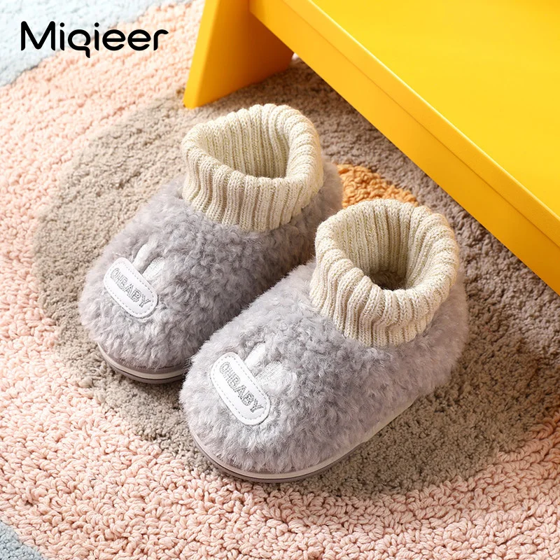 2021 Toddler Home Shoes Winter Boys Child Girls Cotton Footwear Warm Soft Elastic Band Slip-On Baby Outdoor Walking Anti Skid