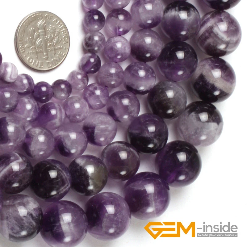 Natural Gem Stone Purple Dream Lace Amethysts Round Stone Loose Beads For Jewelry Making Strand 15 Inches DIY Wholesale