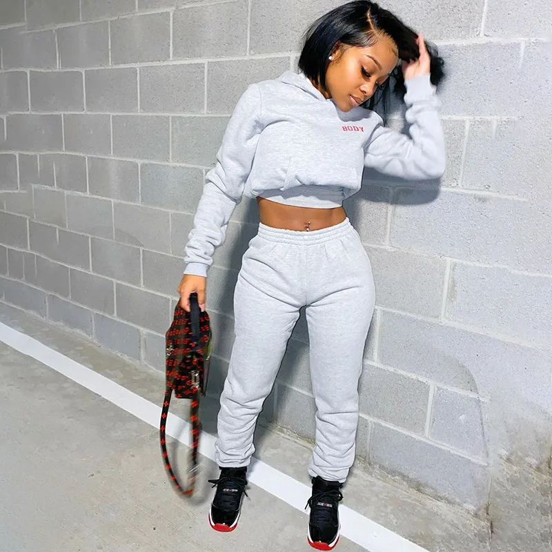 hirigin Sporty 2 Piece Set Hoodies and Sweatpants Fall Winter Clothes Women Two Piece Outfits Casual Tracksuits