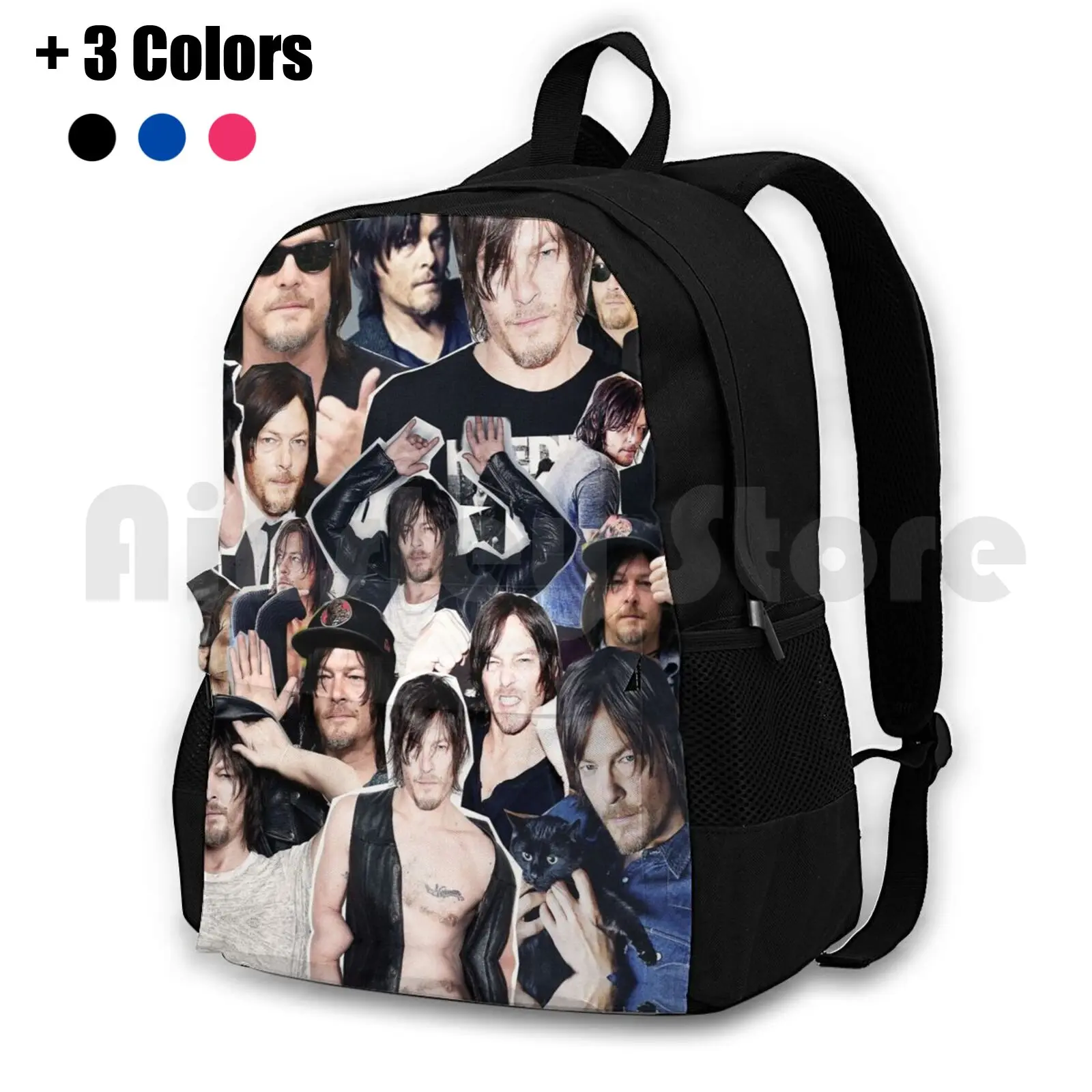 Norman Reedus Collage Outdoor Hiking Backpack Waterproof Camping Travel Norman Reedus Collage