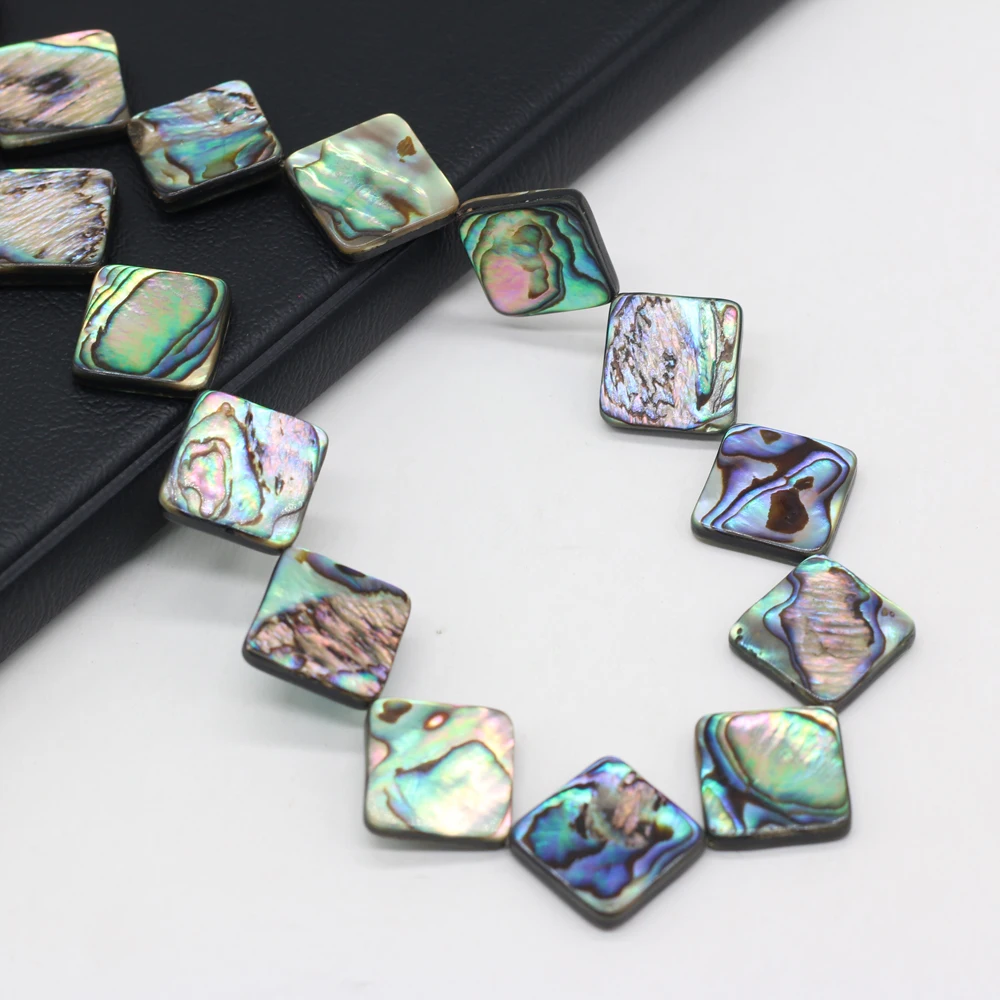 High Quality Square Abalone Shell Beads 3Pcs Shells Loose Spacer Beads for Charm DIY Necklace Bracelet Jewelry Making Findings