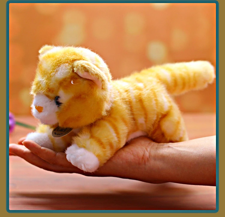

about 22cm cute yellow cat plush toy prone kitty soft doll baby toy birthday gift w1099