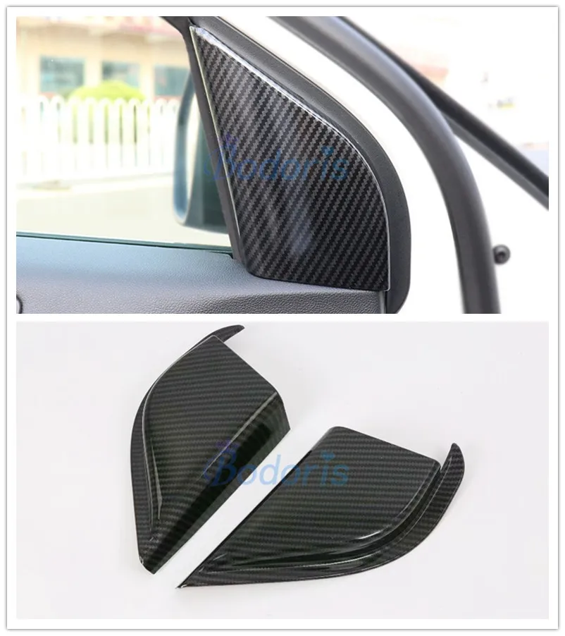 Carbon Fiber Look Front Door Window Inner Tri-angle A Column Strips Moulding Cover Trim For Ford Focus 2019 2020 Accessories