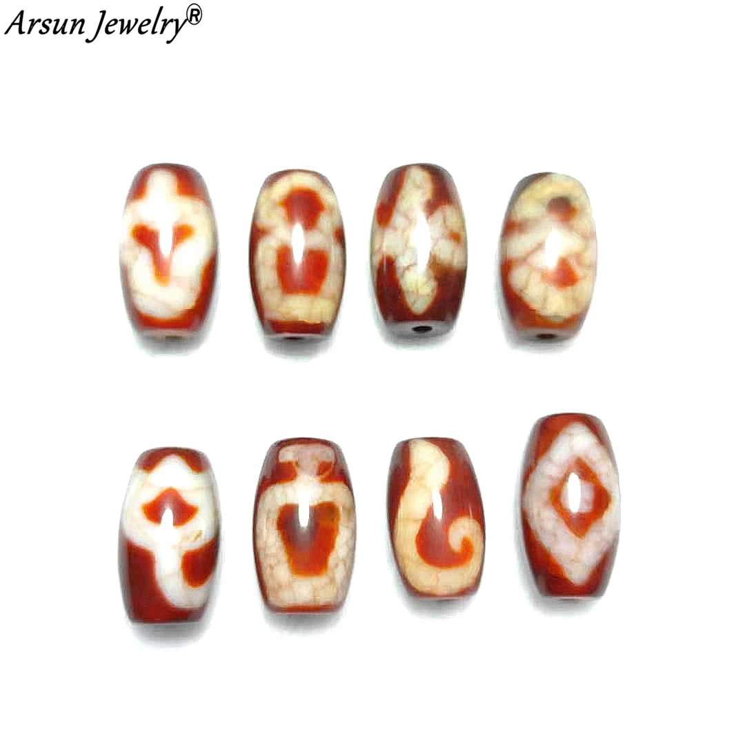 6Pcs/lot,11*20mm Old Red Agate Beads,Incense Worship Type Many Kinds Of Totem Patterns DZI Beads,High-end Amulet Jewelry DIY