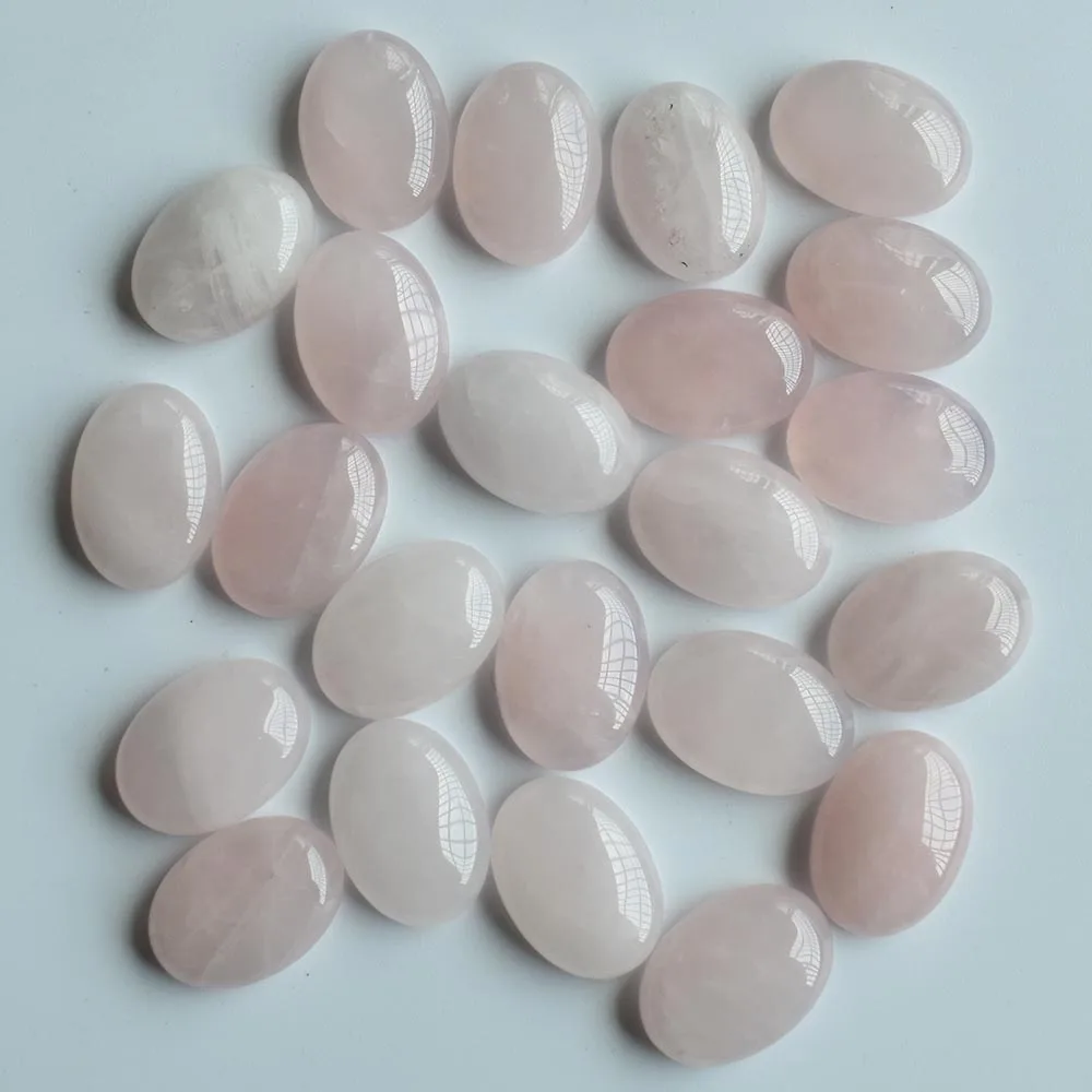 Großhandel mit hochwertigen natürlichen rosa Quarzsteinen, ovalen Cabochon-Perlen für die Schmuckherstellung, kostenloser Versand. – Detail 6
