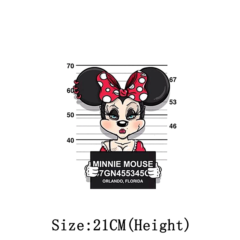 Mickey Minnie Mouse Patches for T Shirt Women Disney Funny Appliques for Clothing Fashion Female Heat Transfer Sticker for Cloth