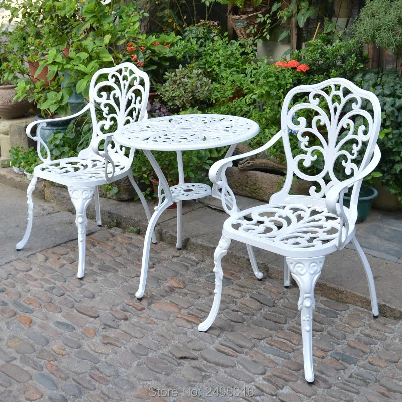 3pcs set garden furniture sets arm chairs and small coffee table set Patio Aluminum Bistro Set 3 colors antirust waterproof