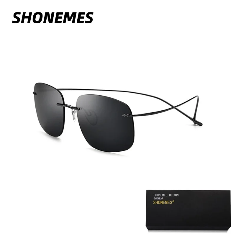 SHONEMES czysty B tytanowy okulary przeciwsłoneczne bezramkowe luksusowy polaryzacyjne okulary przeciwsłoneczne Urltra-Light Outdoor UV400 odcienie dla mężczyzn