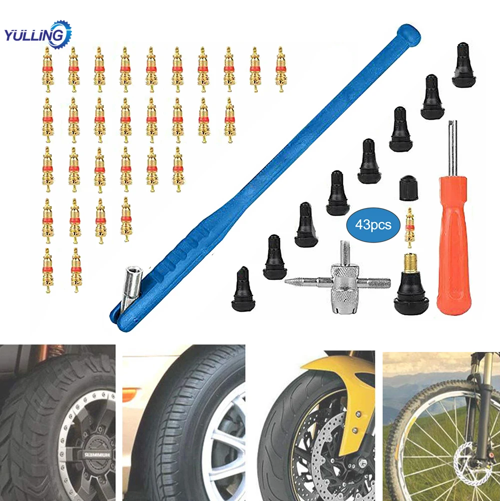 

43pcs/Set Car Tyre Valve Repair Tool Kit Motorcycles Installation Tools Electric Vehicles Accessoires Tyre Valve Core Remover