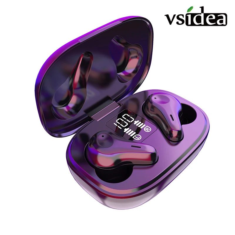 Vsidea Wireless Bluetooth Earbuds Active Noise Cancelling Earphones with Charging Case Intelligence LED Display Waterproof