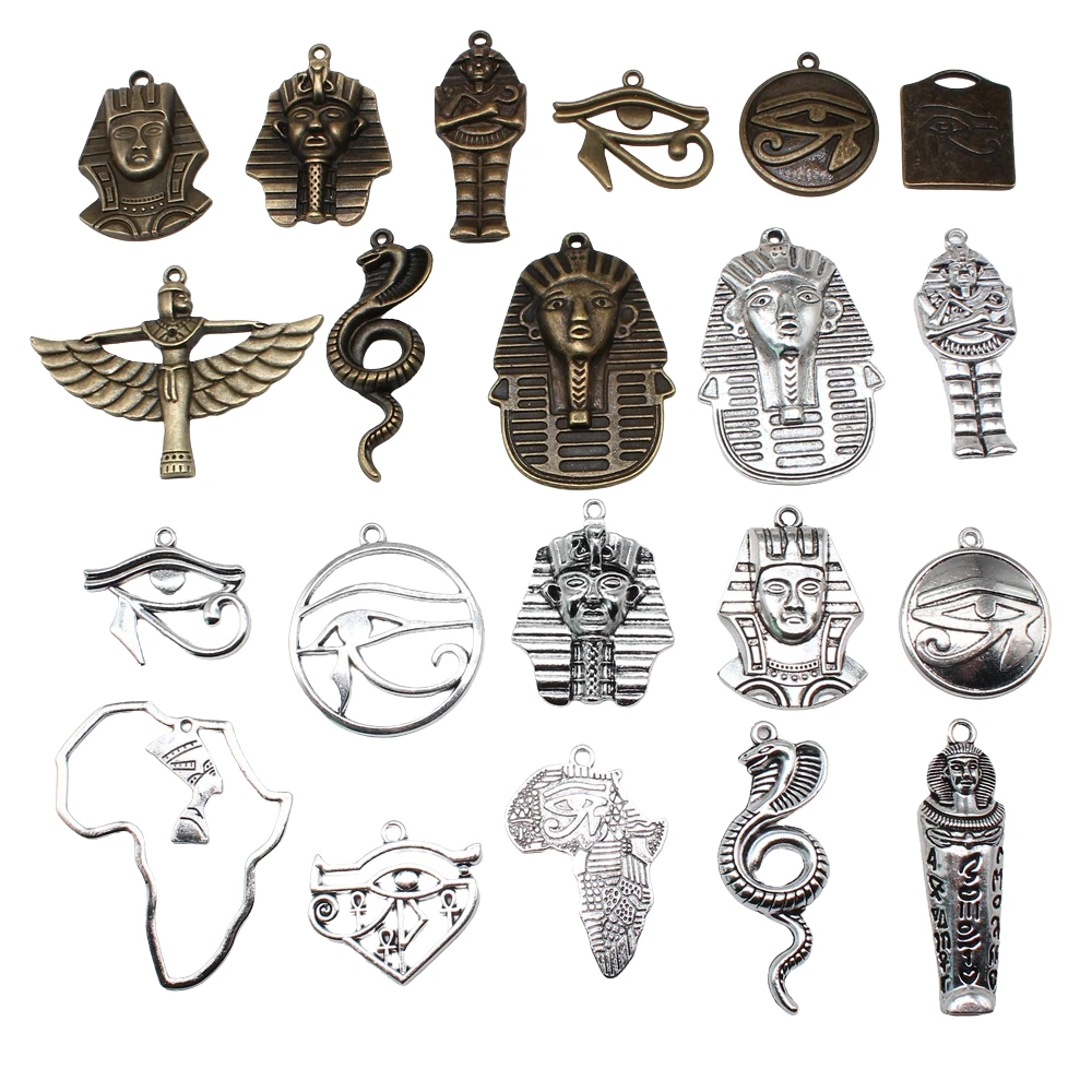 5pcs Mysterious Africa Ancient Egypt Pendant Charms The Eye Of Horus Egyptian Pharaoh Charms For Keychain Making Necklace Making