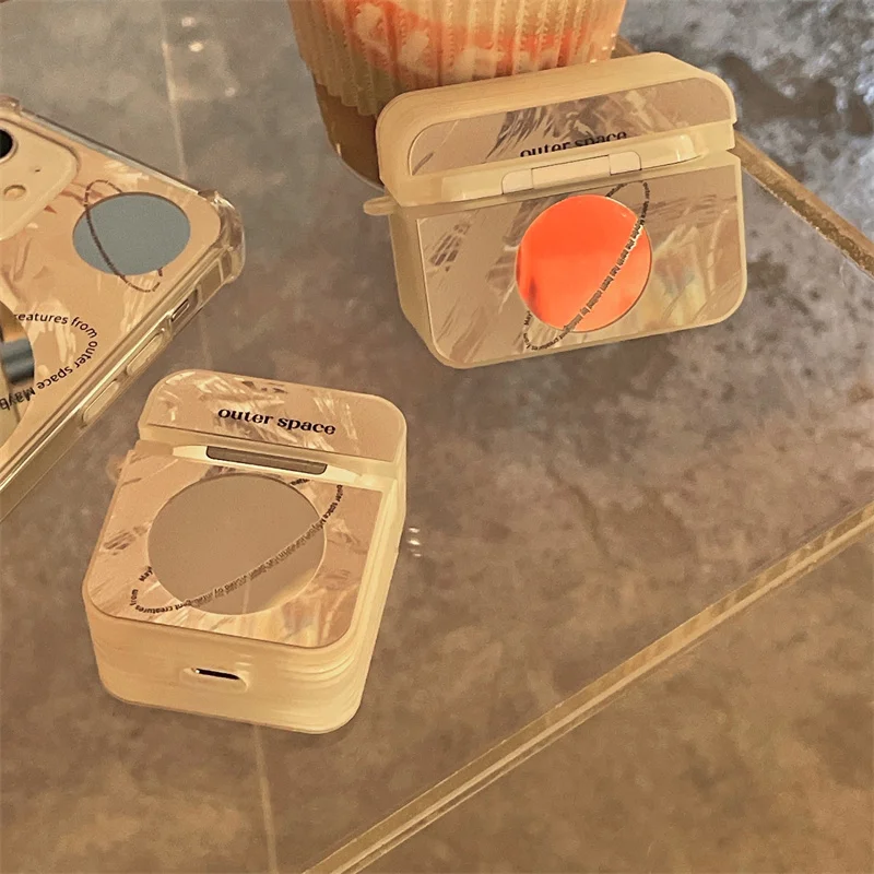 INS трендовый зеркальный чехол для наушников планета для Airpods 1 2, защитный мягкий чехол для наушников с брелоком для Airpods Pro, зарядное устройство