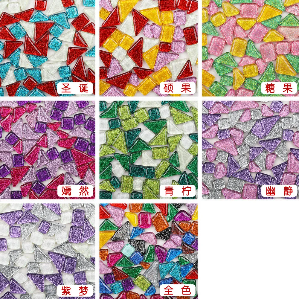 Imagem -04 - Mosaico Irregular Feito à Mão Material 1kg Pedra Livre Glitter Cristal