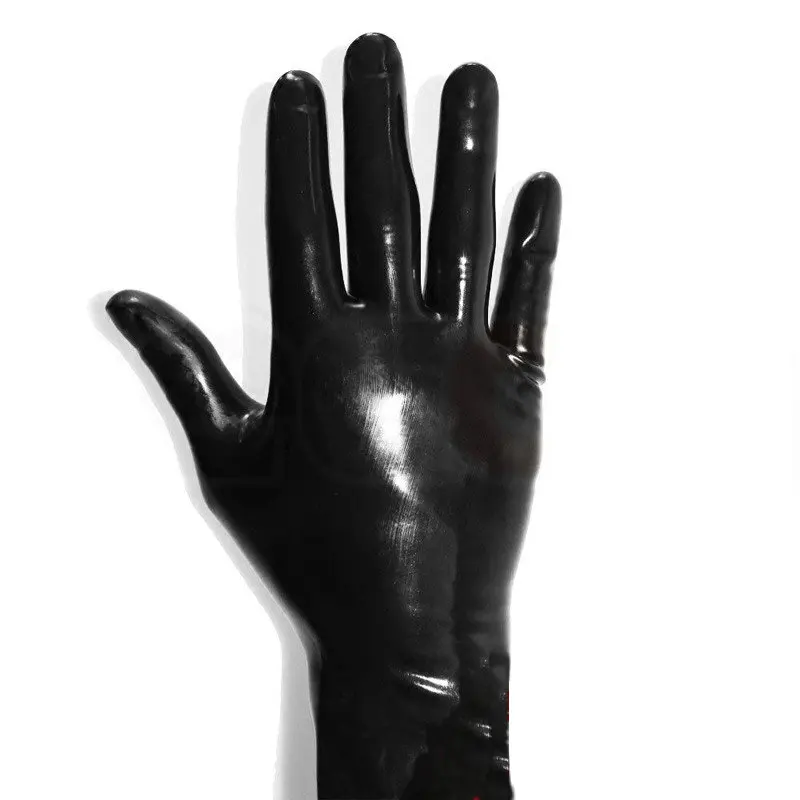 Guantes de látex sin costuras para adultos, guantes cortos de goma, Sexy, Unisex, negro, gran oferta