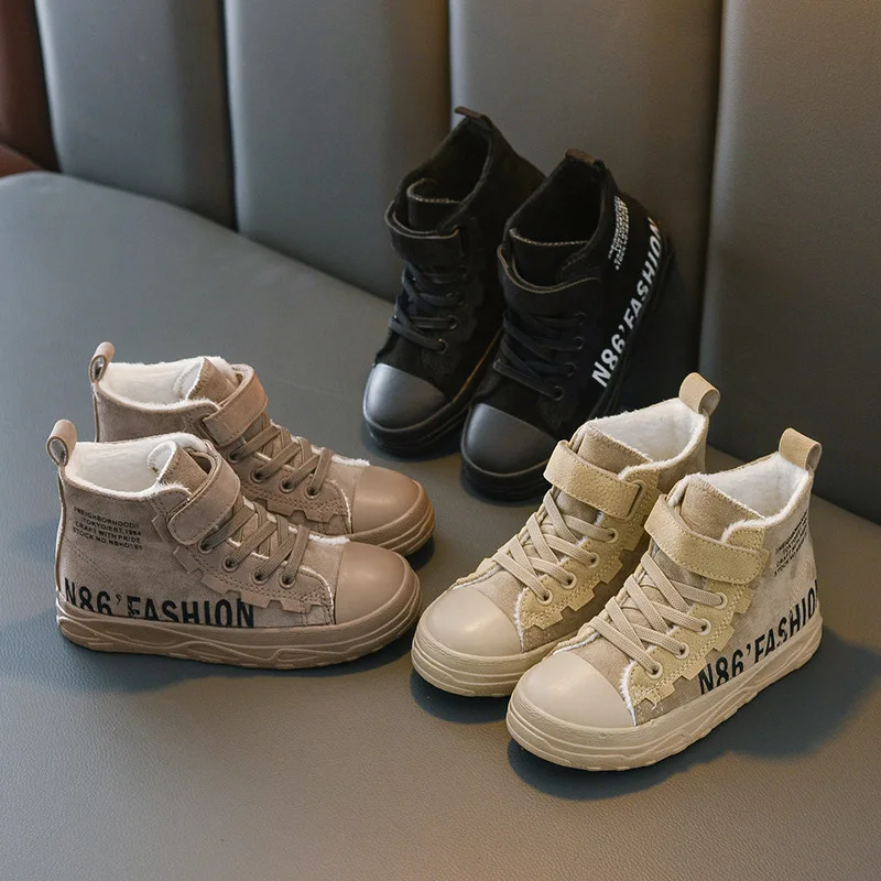 Scarpe Casual per bambini 2023 stivali di cotone per ragazzi inverno piรน scarpe calde di cotone scarpe scarpe per bambini con lettere di colore