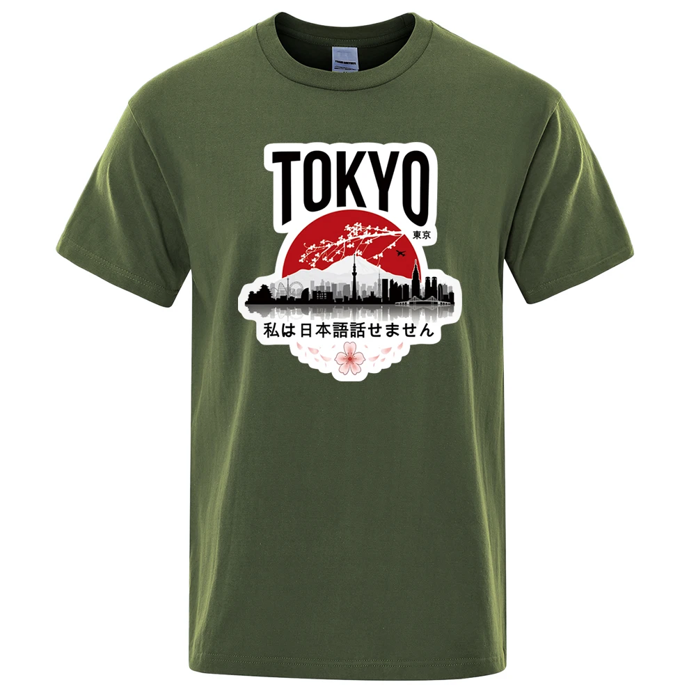 Tokyo Print T-shirts I Don\'t Speak Japanese Design Man\'s T-shirt Men Clothes 2023 Summer T Shirt Men\'s Brand Black Tops Tees