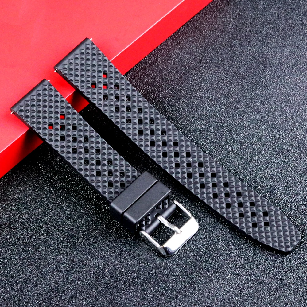 New Fluorine Rubber Watch Strap Three Dimensional Honeycomb Design Quick Release Watchband Watch Accessories For 18mm 20mm 22mm