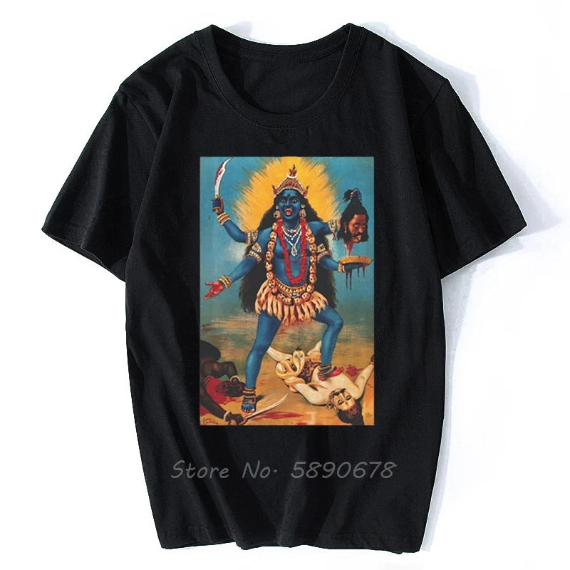 Kali - Hindu T Shirt Kali Krishna Hindu India Buddha God Gold Mythology Religion Men Cotton Tshirt Funny Tees Tops Harajuku