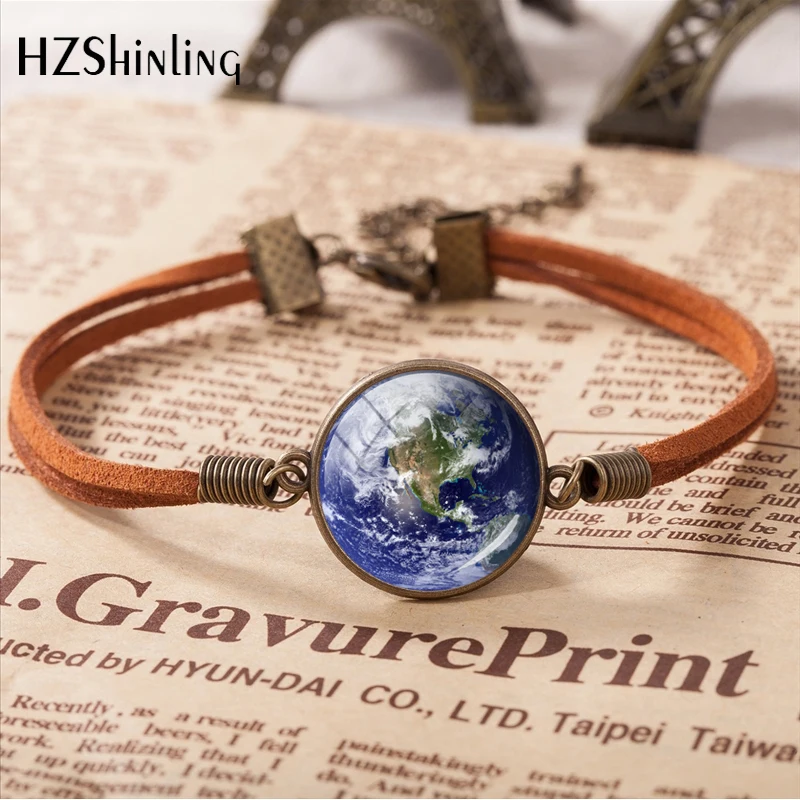 Hot Sale World Mother Vintage Leather Bracelet Planet Earth World Globe Map Bracelets Art Accessories