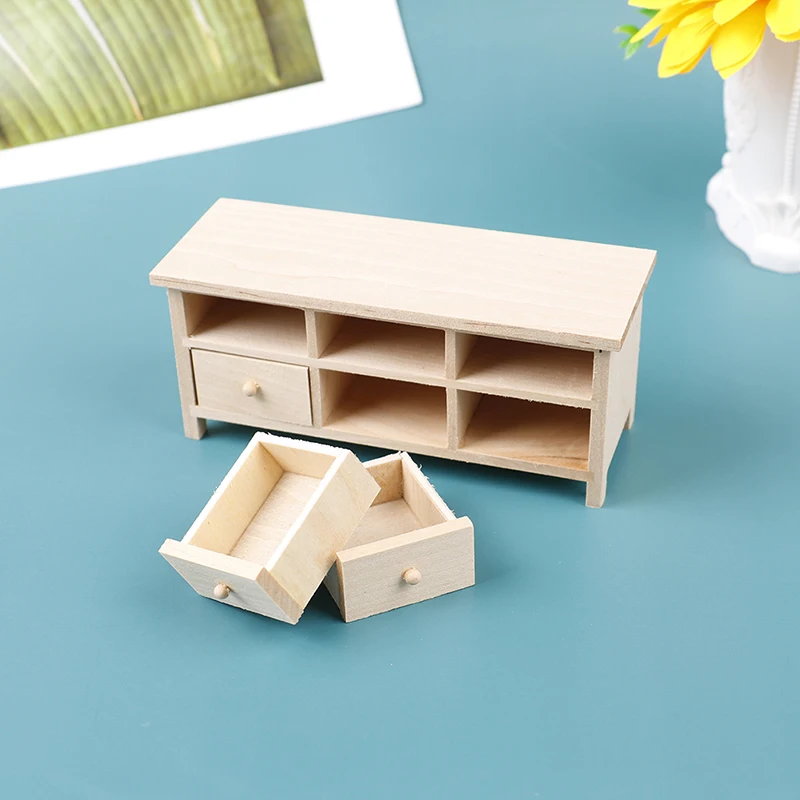 1:12 Dollhouse Miniature Wooden Wall Cupboard Storage Cabinet TV Cabinet Lockers Double Door Wardrobe Furniture Toys Accessories