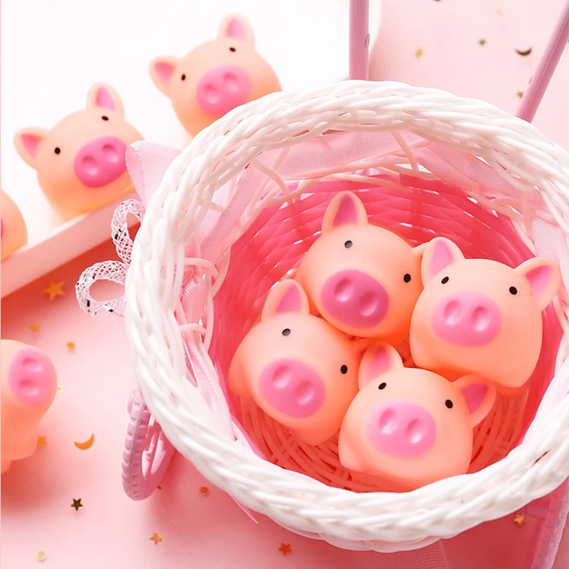 6 pcs Cute Pig Bath toy Float Squeeze Sound Dabbling Toys Baby Cartoon Water Swimming Play Bath Soft Rubber Pig Squeeze Toy