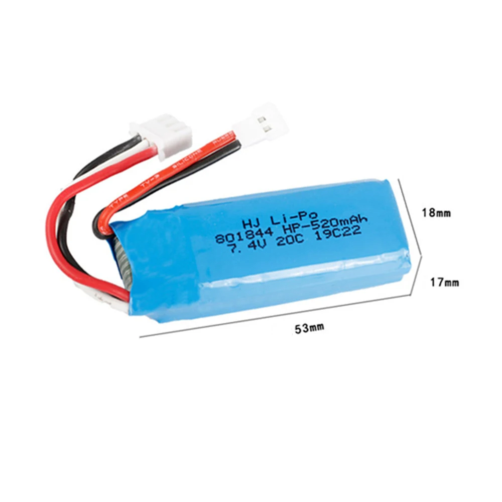 7.4V 520mAh Lipo Battery for WLtoys XKA600 K969 K989 K999 P929 P939 A202 A212 A222 A232 A242 A252 RC Car 2s Battery 801844