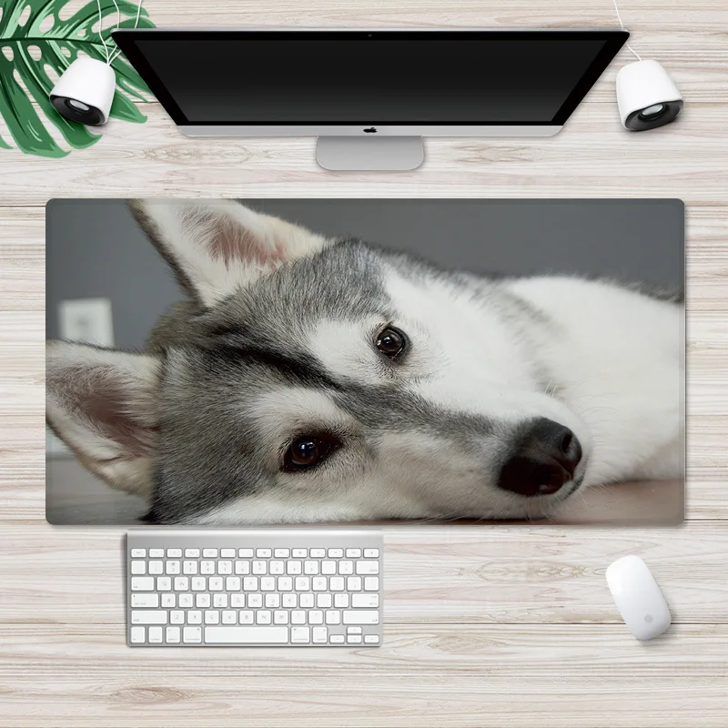 Large Size Mouse Pad Happy Wolf Story Pattern Desk Mat Computer Laptop Keyboard Cover Lock Edge Anti Slip Carpet Cup Coaster