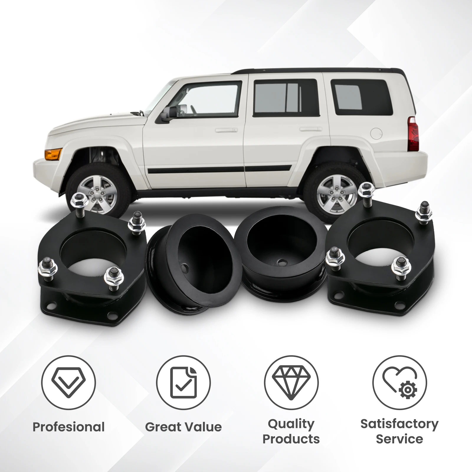 2.0" Front + 2.0 Rear Lift Leveling Kit For Jeep Grand Cherokee WK Commander XK