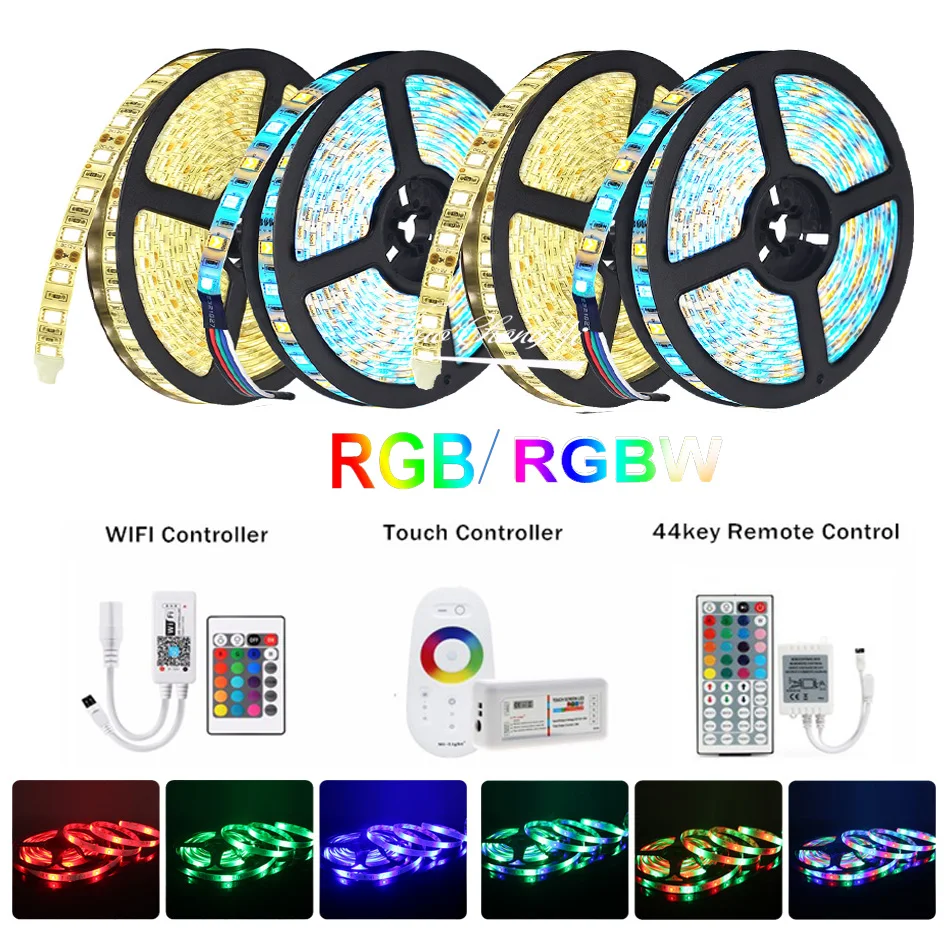 

DC 12V 5-100M WiFi IR 2.4G Touch Remote Control+ LED Strip Light RGB SMD 2835 5050 RGBW RGBWW 60leds LED Strip Tape+ LED power