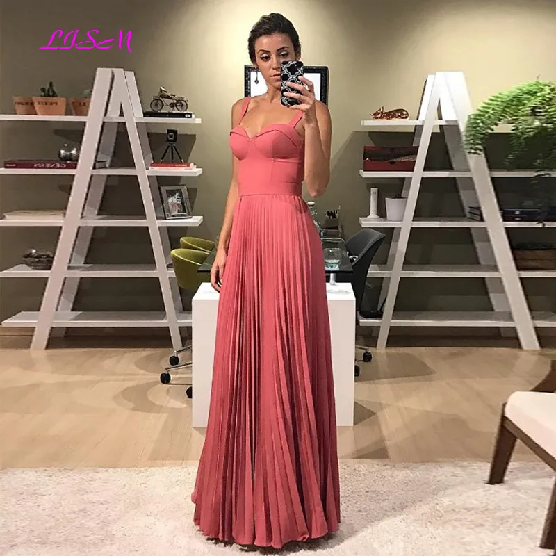 Long Evening Dress 2022 Party Gown Ruched Elegant Formal Dresses Vintage Side Slit Custom Made Vestidos Elegantes