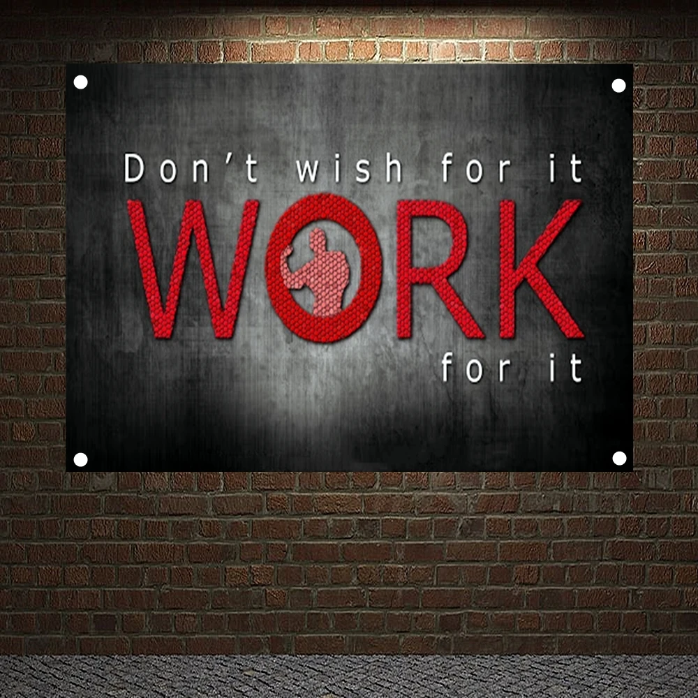 

Don't wish for it WORK for it Motivational Workout Posters Wall Chart Exercise Bodybuilding Banners Flag Tapestry Gym Decoration