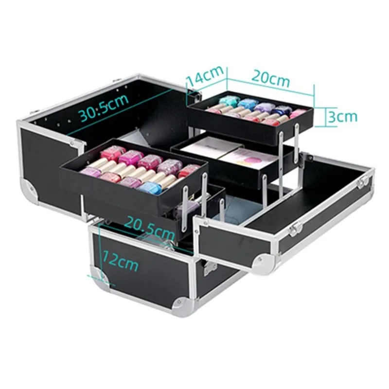 Professional Large Capacity Makeup Fashion Toiletry Cosmetic Bag Women Multilayer Storage Box Portable Make Up Suitcase