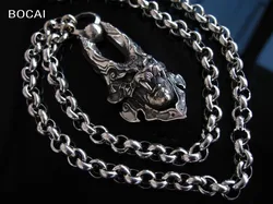 BOCAI Trendy S925 Pure Silver Gothpunk Style Rock and Hip Hop Personality Syncronisation Werewolf Pendant Fashiom Man Necklace