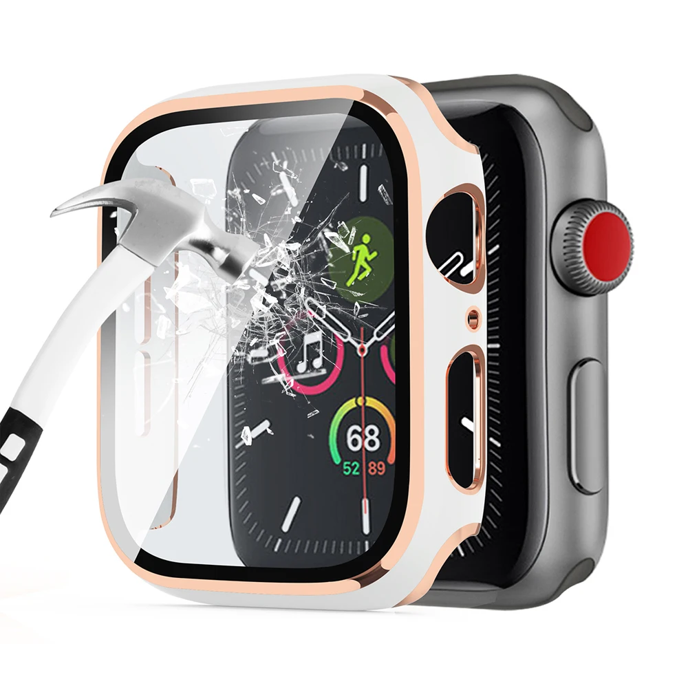 case+film for Apple watch 44mm 40mm 42mm 38mm iwatch SE/6/5/4/3/2 matte Plastic cover hard frame with glass film Accessories