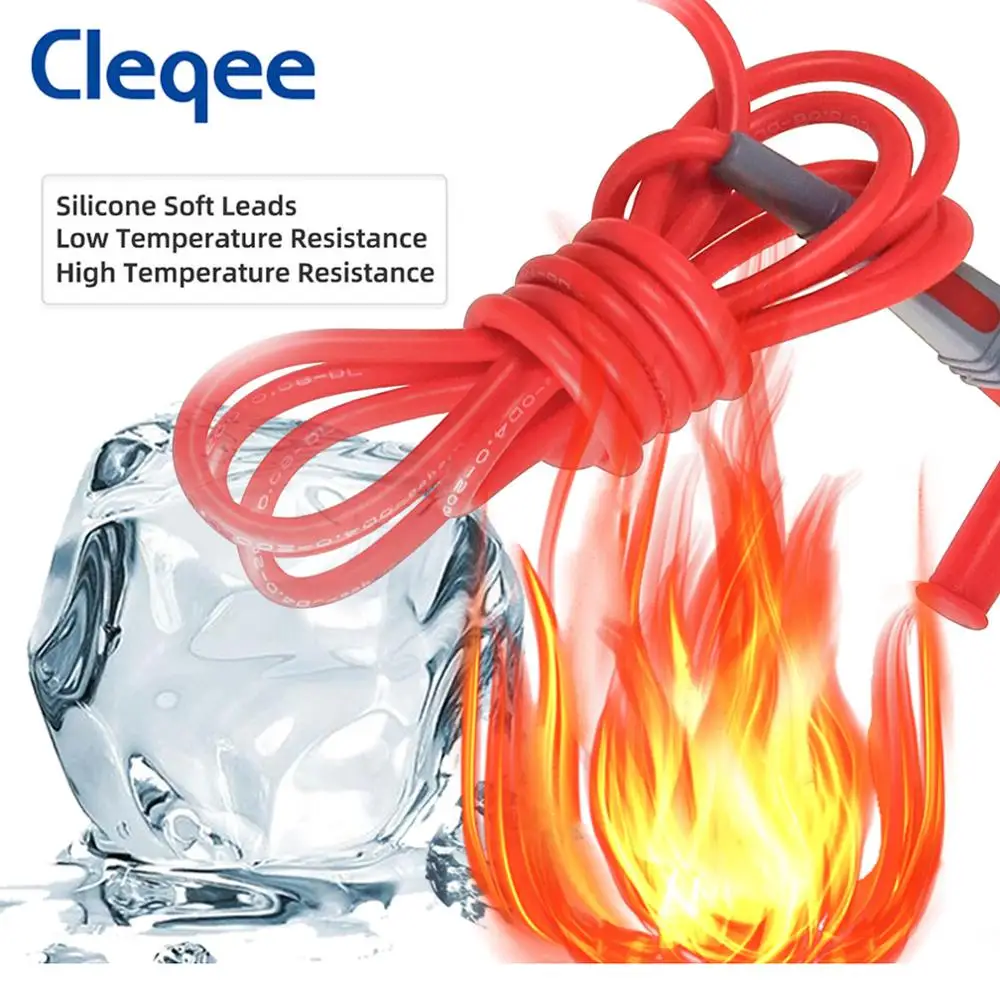 Cleqee P1505 усовершенствованная силиконовая датчики для мультиметра ручка 4 мм контрольные выводы вилки типа «банан Тесты привести с 2 мм Медь иглы 1,5 M 1000V/10A