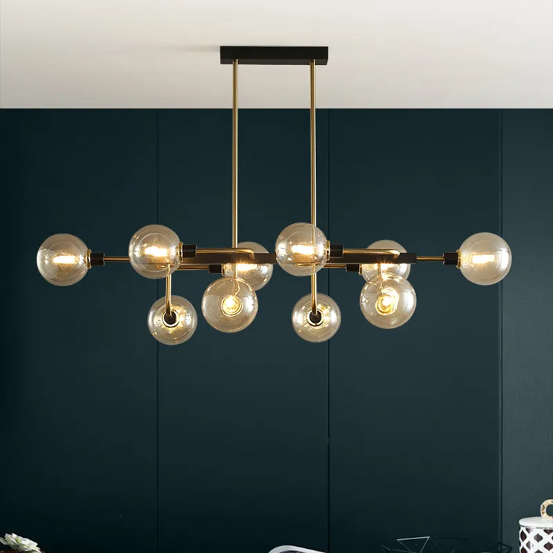 

Nordic industrielle chandelier luxury Glass Ball Lights LED black chandelier Dinning room living room Decor suspendu luminaire