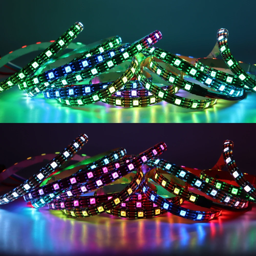 Imagem -06 - Rgb Led Pixels Strip Light Endereçável Individualmente Dual-signal Dc12v Ws2815 Ws2812b Atualizado 30 60 144 Leds m