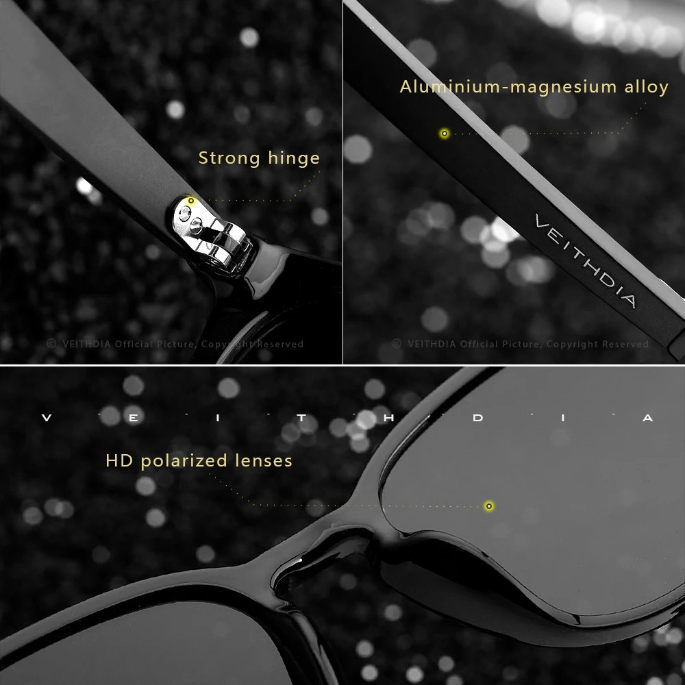 VEITHDIA Sunglasses Unisex Aluminum+TR90 Men\'s Photochromic Mirror Sun Glasses Eyewear Accessories Fashion For Men Women 6116