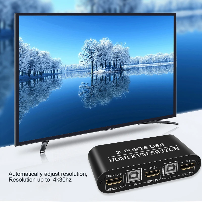 Conmutador multifuncional 4K de alta definición HDMI KVM, conmutador Manual de 2 puertos USB, divisor de teclado y ratón