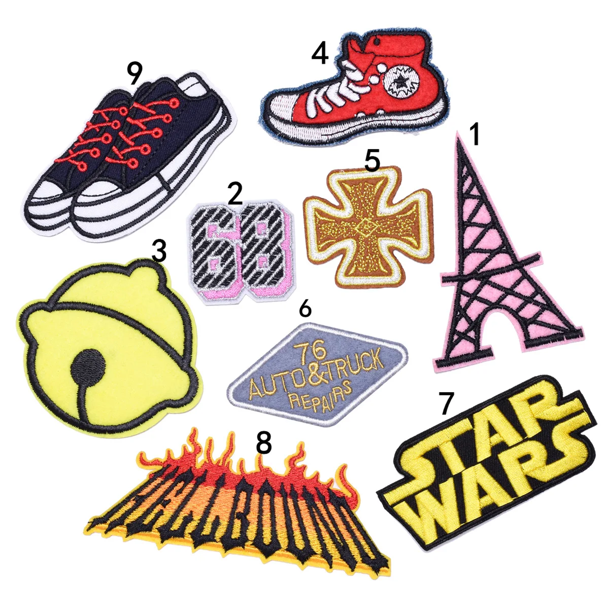 New Shoes Alphabet Bell Pattern Embroidery Patch DIY Cute Cartoon Clothes Decoration Accessory Patch