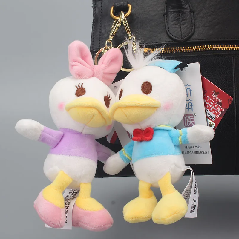 Free Shipping 2pcs/set Mickey Mouse Minnie Donald Duck And Daisy Duck Keychain Plush Toy Stuffed Animal Couples Bag Pendant