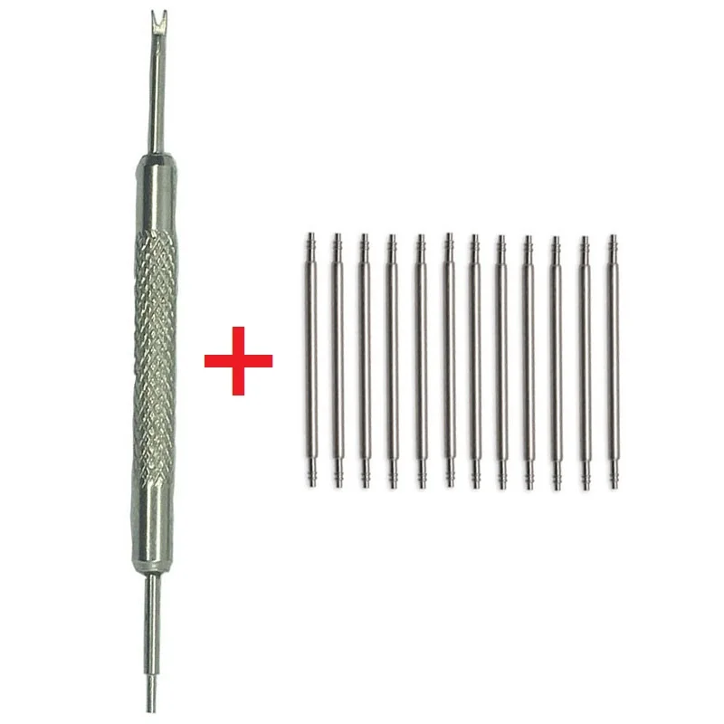 New 100pcs+1 tool Stainless Steel Spring Bar Link Pins Watch Band Strap Remover Silvery 12 14mm 16mm 18mm 20mm 22mm 24mm 26 28mm