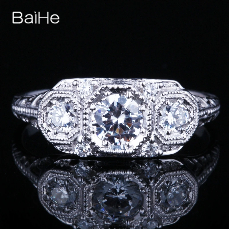 BAIHE Sterling Silver 925 Cubic Zirconia Ring Men Women Vintage Engagement Wedding Fine Jewelry Making Anillo masculino Bague