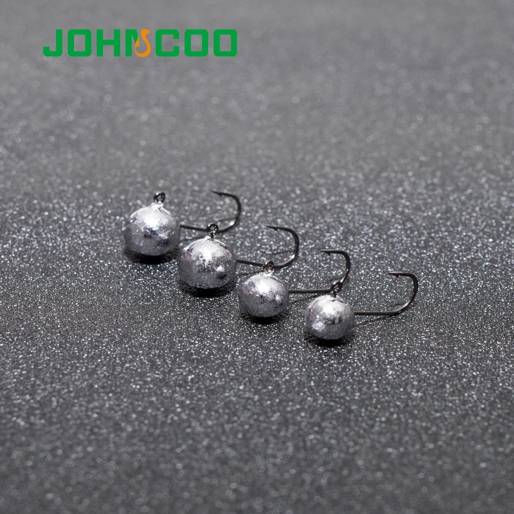 JOHNCOO 1g 1.5g 2g 3g 5g Metal Head Hook Soft Worm Fishing Hook 10pcs Jig Head Hook Barbed Single Fishhook