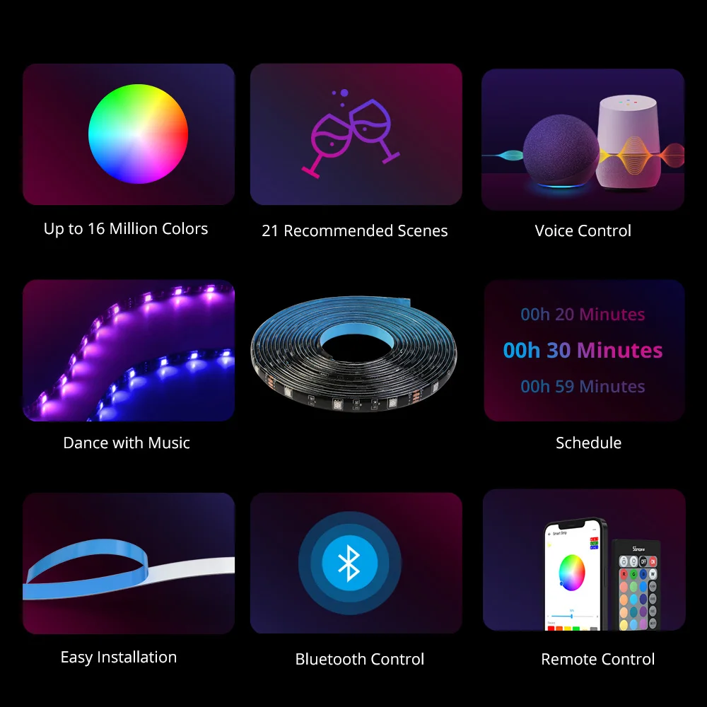 SONOFF-tira de luces LED L2 RGB, Control remoto mejorado compatible con Bluetooth a través del Control de voz eWeLink, compatible con Alexa y Google Home