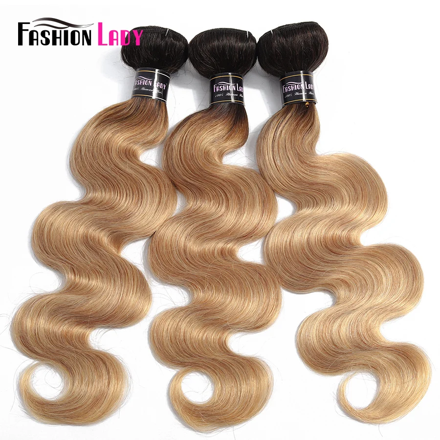 Ombre Human Hair Weave Bundles Honey Blonde T1b 27 Body Wave Bundles Brazilian Human Hair 1 Piece Non-remy Hair Extension