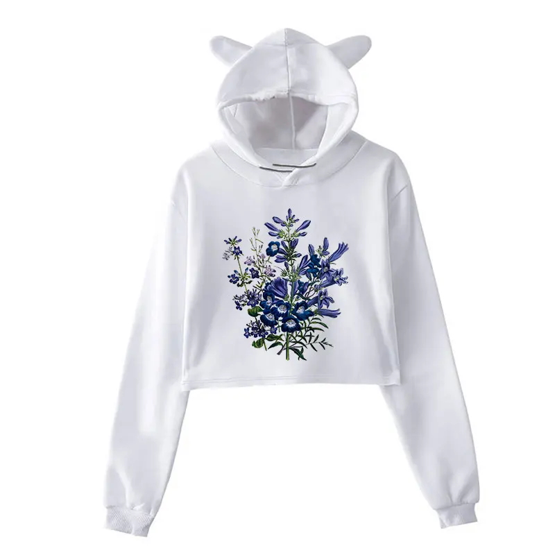 Winter 2020 Kpop Hoodie Women Flowers Hoodies Fashion Aesthetic Clothes Graphic Blusas 90s Girl Harajuku Women Tops Sweatshirt