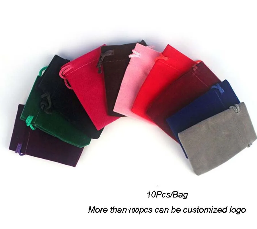 Multi-Size Colorful Velvet Bag, Jewelry Packing Display, Velvet Drawstring Pouches, Gift Bags Can be Customized, 10 PCs/Lot